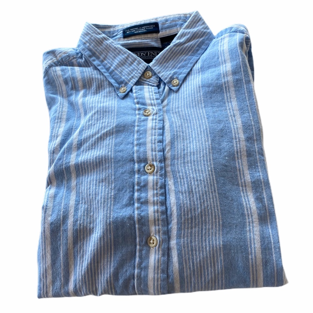 Lands End Womens 16 Handwoven Madras Vintage LS